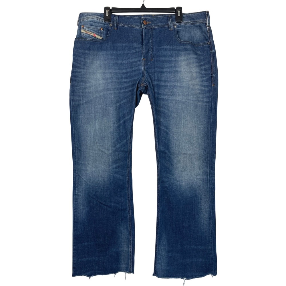 Diesel Zathan Bootcut Regular Stretch 38x31 Med Wash Denim Blue Jeans Raw Hem